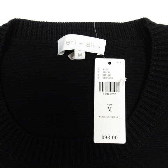 Anthropologie Eri + Ali Doris Laced Floral Pullover Sweater Top Black M - Picture 7 of 7